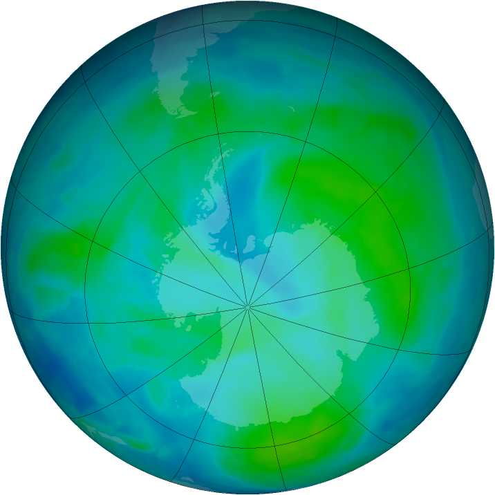 Antarctic ozone map for 11 February 2014